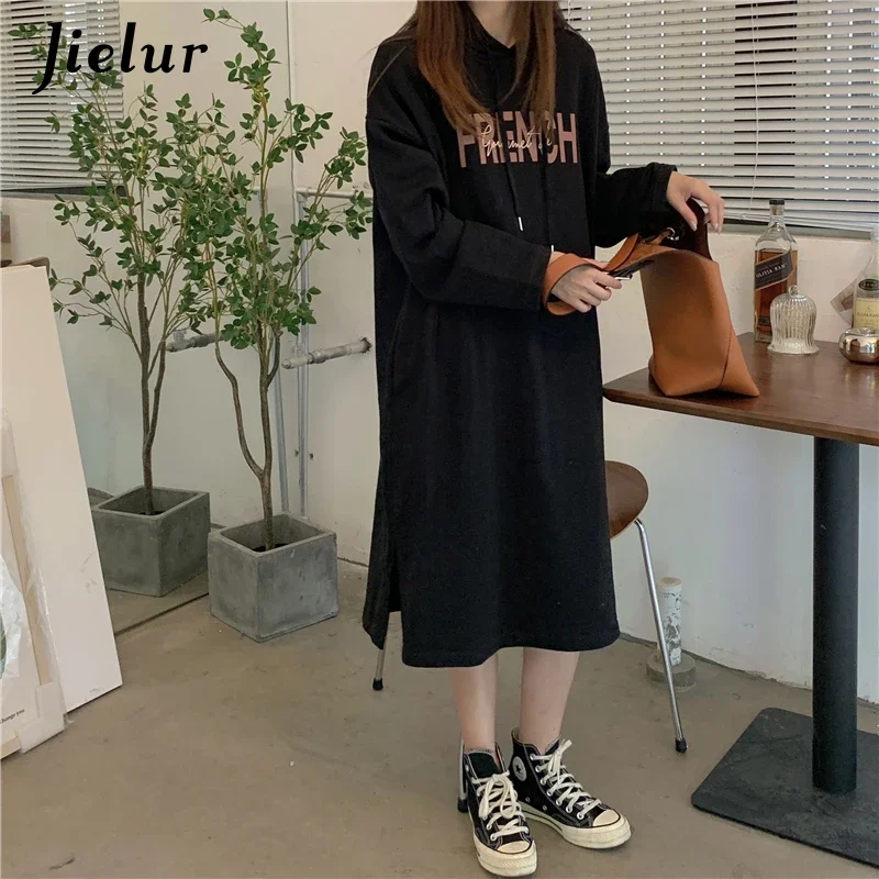 Jielur Kordel zug lose Sweatshirts Frauen schwarze Kapuzen kleidung Winter tasche lange Ärmel Pullover grau lange Hoodies Sweatshirt