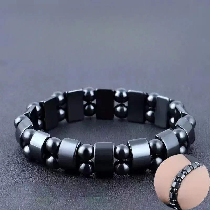 Classical Hematite Energy Beaded Elastic Magnetic Therapy Health Care Loss Weight Bracelets Slimming Health Care for Men Women