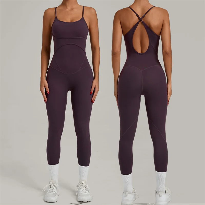 

TRY TO BN Sports Jumpsuit Yoga Cross Adjustable Shoulder Straps Fitness Workout Bodysuit One Piece Sportswear Gym Women Clothing