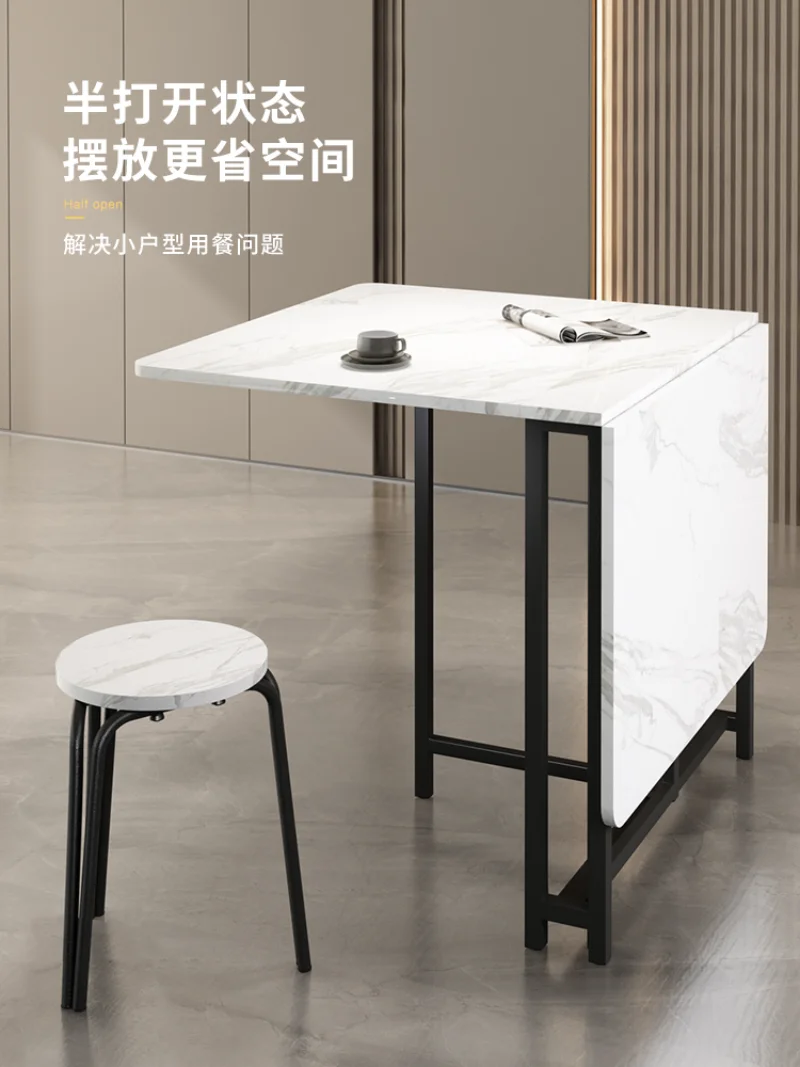 Folding Table Small Apartment Free Installation Multi-functional Dining Table Mobile Simple Folding Table Kitchen Dining Table