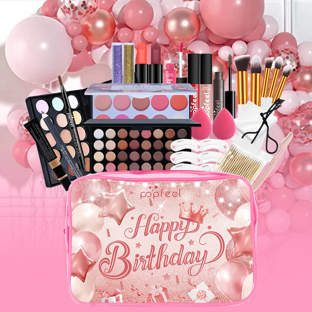 POPFEEL 26点誕生日メイクアップセット - 完全なフェイスメイクアップキット、ギフト、ホリデーパーティー、女の子の初心者メイクアップに最適