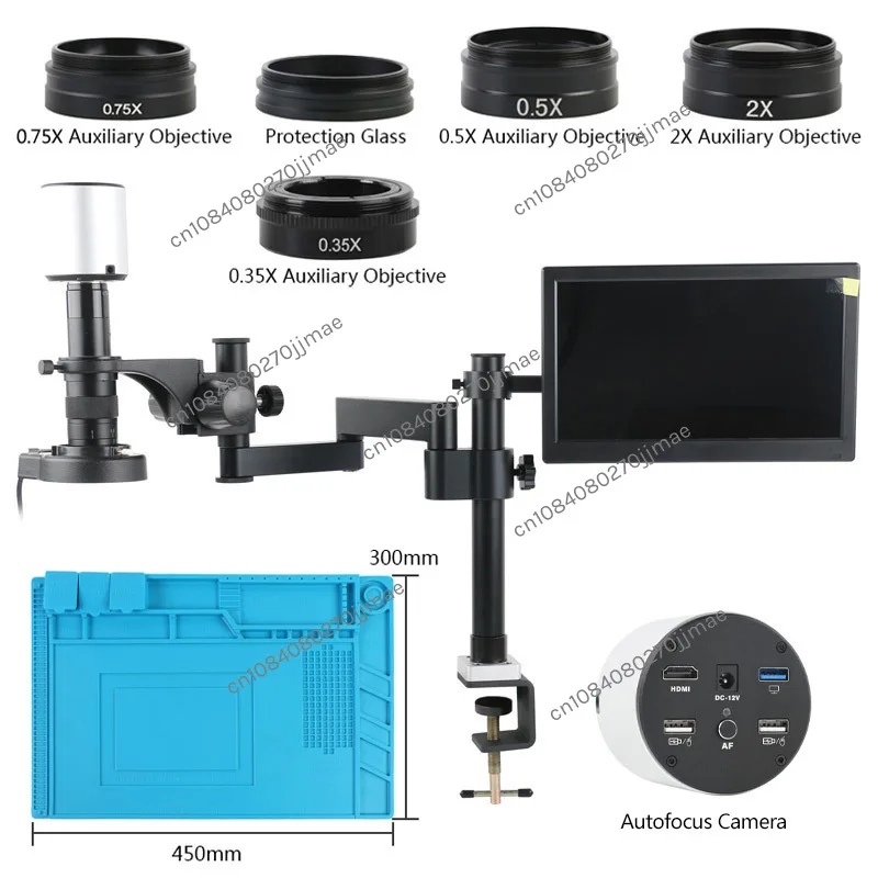 4K Autofocus 180X Industrial Camera with 11.6 Inch Screen Folding Stand Mobile Phone Repair Digital Microscope Case