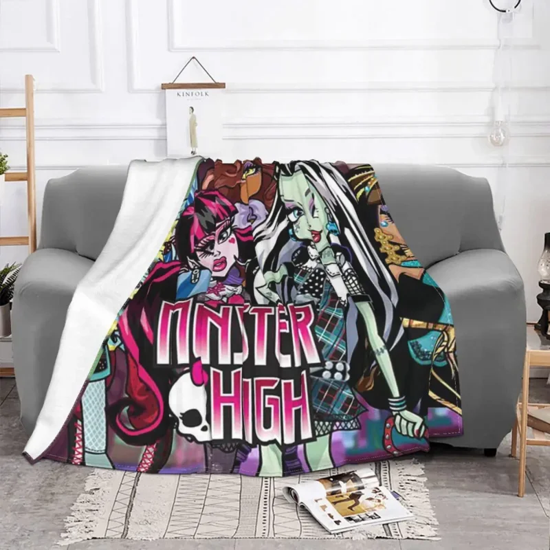 Monster High Blanket Flannel Gothic Vampire Draculaura Super Warm Throw Blankets for Car Sofa Couch Bedroom Quilt