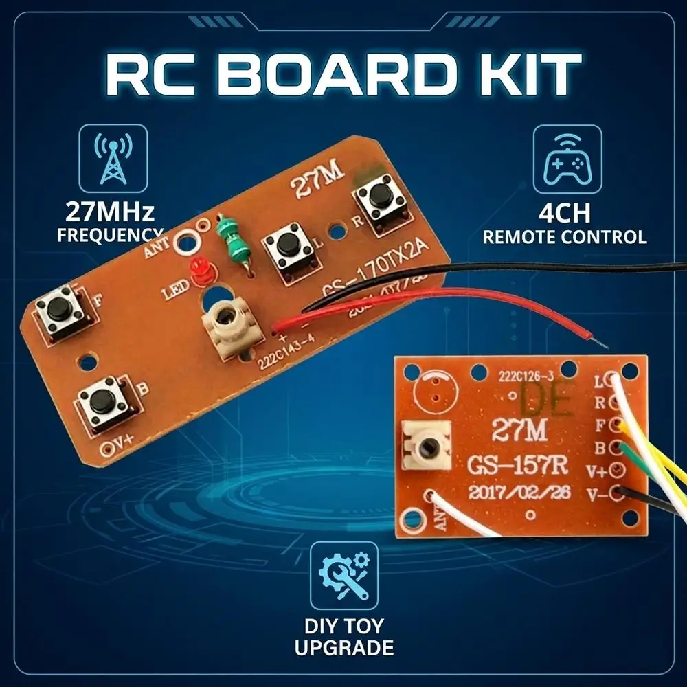 27MHz Remote Control Kit 4CH Wireless Transmitter Receiver Board Module Radio Frequency Signal Circuit DIY RC Car Toy Parts view 3