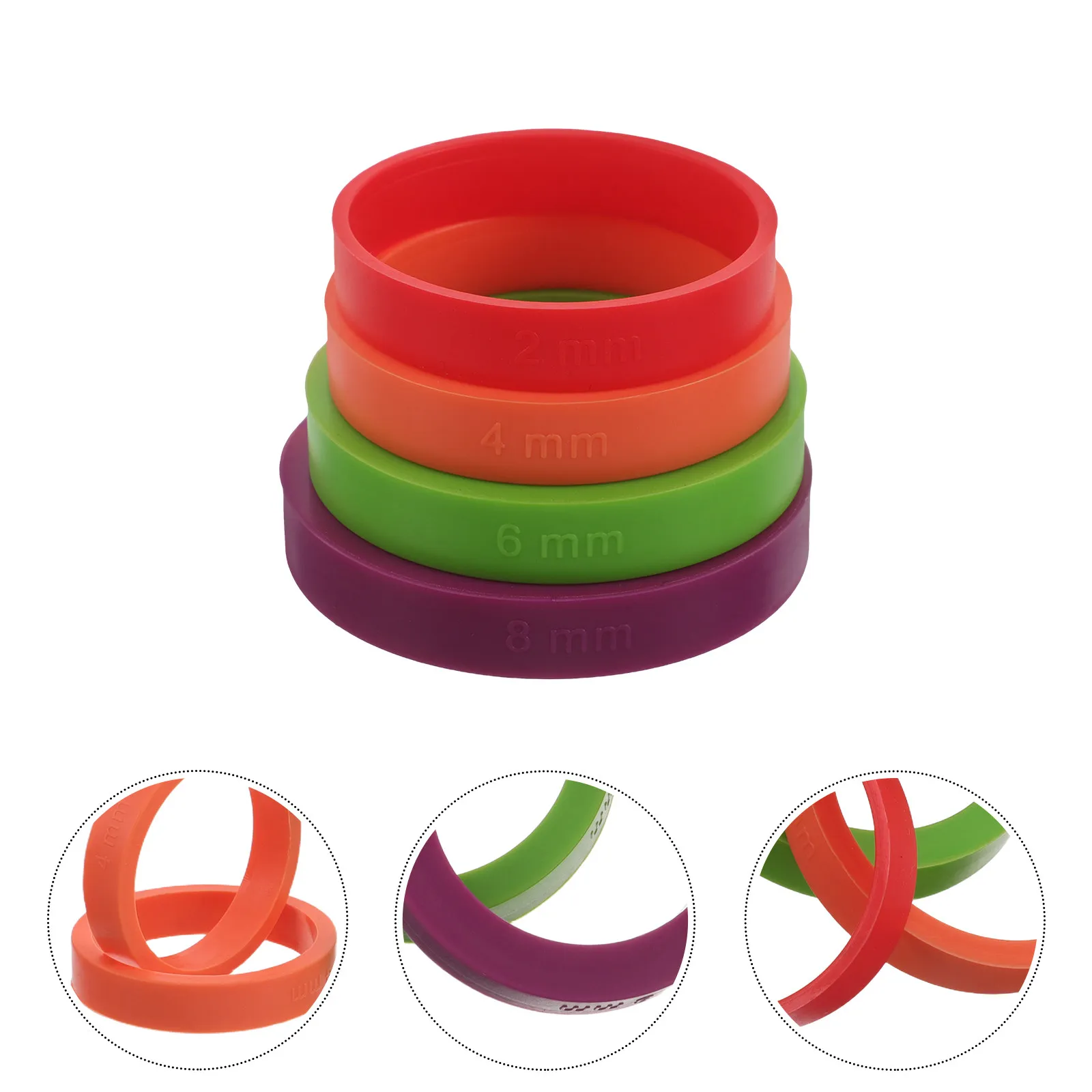 

Набор из 8 силиконовых разжимных лент разной толщины (2 мм, 3 мм, 6 мм, 10 мм) для раскатки теста, гибкие, для равномерного распределения теста, профессиональные, для дома