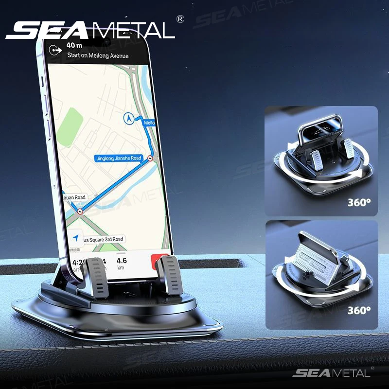 SEAMETAL Auto-Handyhalterung für Armaturenbrett, 360 Grad drehbarer Saugnapf, rutschfeste Basis, Handyhalterung, waschbar