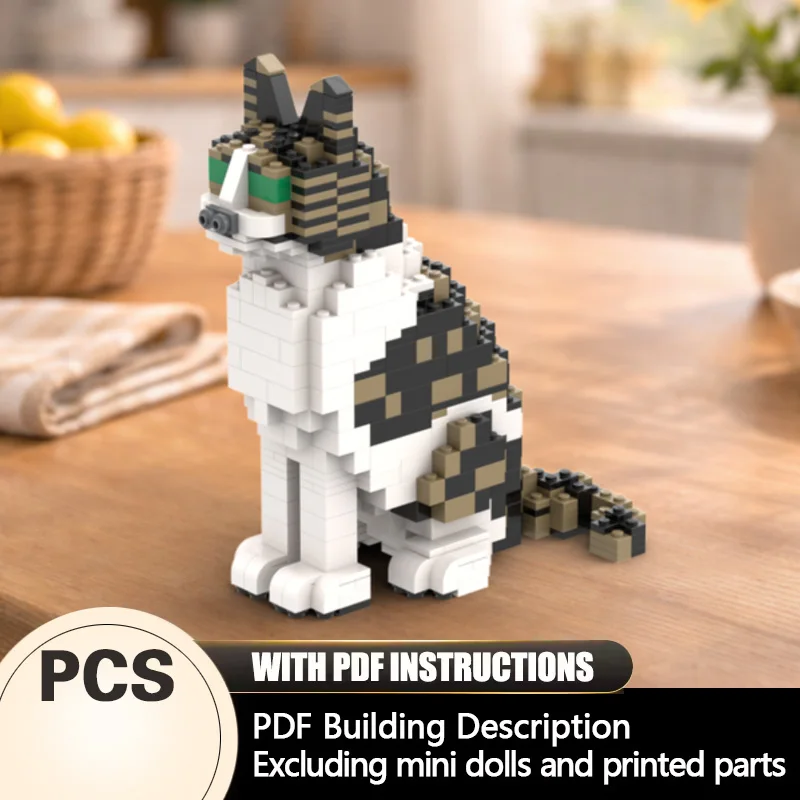

Creators Animal Series Model MOC Building Bricks Grey Calico Cat Modular Technology Gifts Holiday Assemble Children Toys Suit