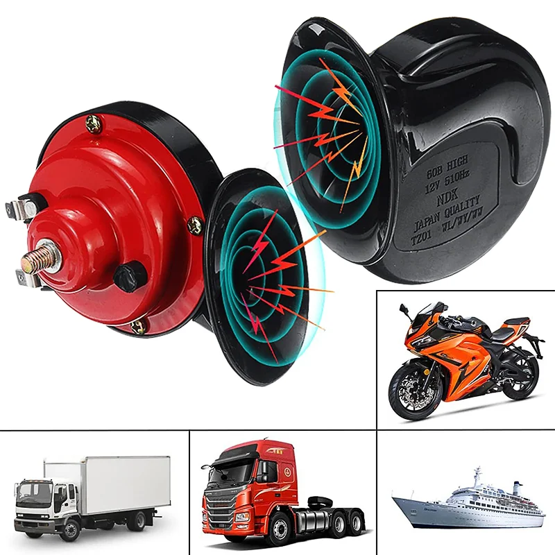 12V 24V Super Loud Single-Tone Horn Car Snail Horns Universal 300DB Automotive Loudspeaker Speaker Car Signal Sound Horn