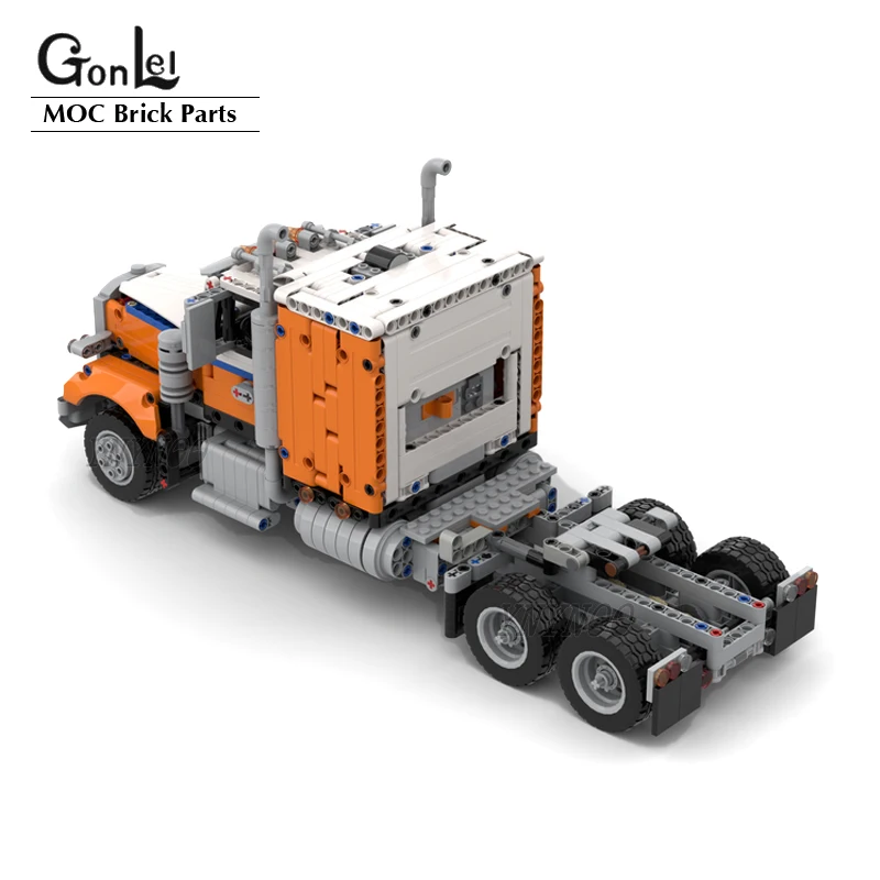 Customed MOC Technical American Semi Truck Motorized Building Blocks Model MOD from 42128 Heavy Duty Tow Trucks DIY Bricks Toys