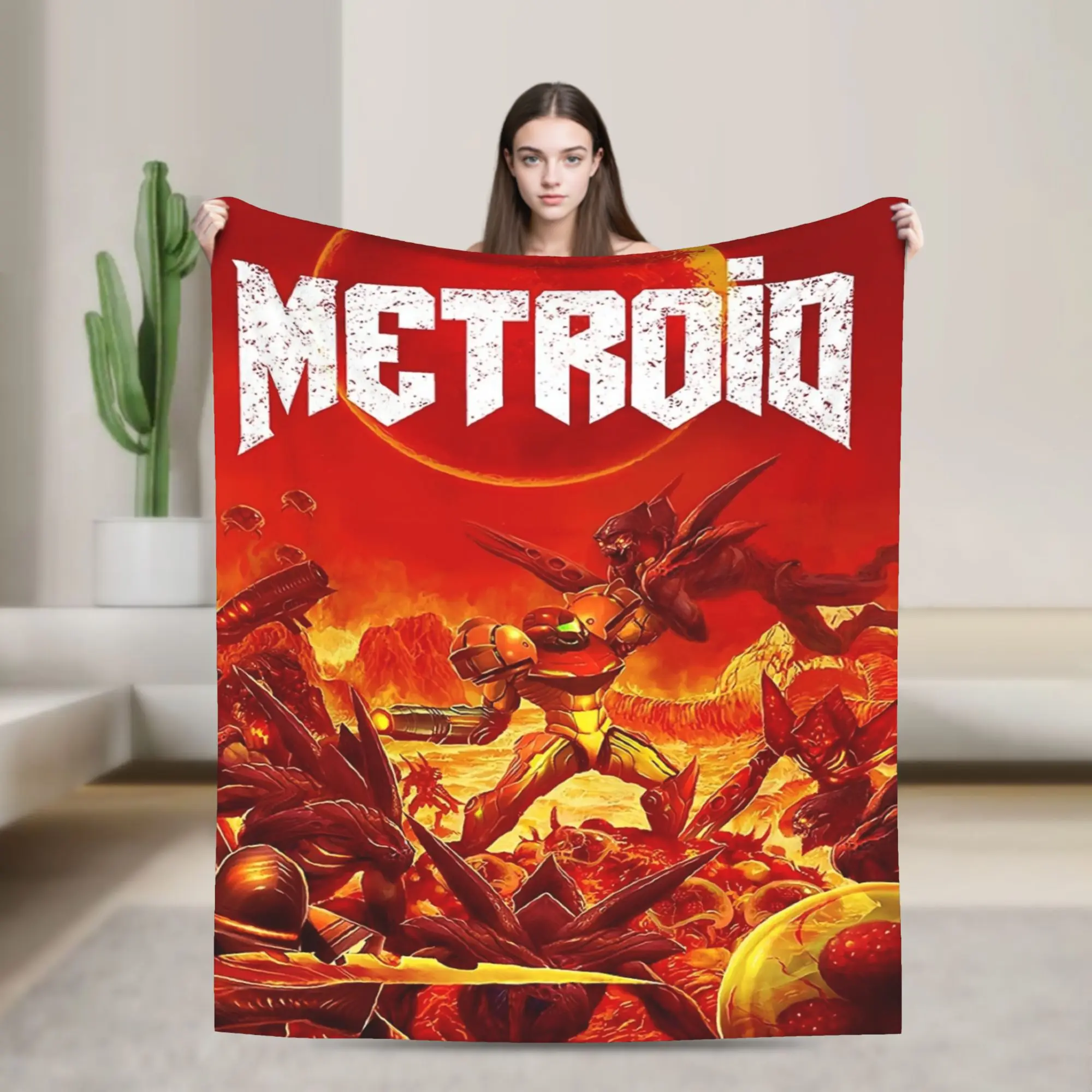 

Одеяло Game Metroid, флисовое зимнее многофункциональное ультра-мягкое одеяло для постельного белья, дорожное покрывало