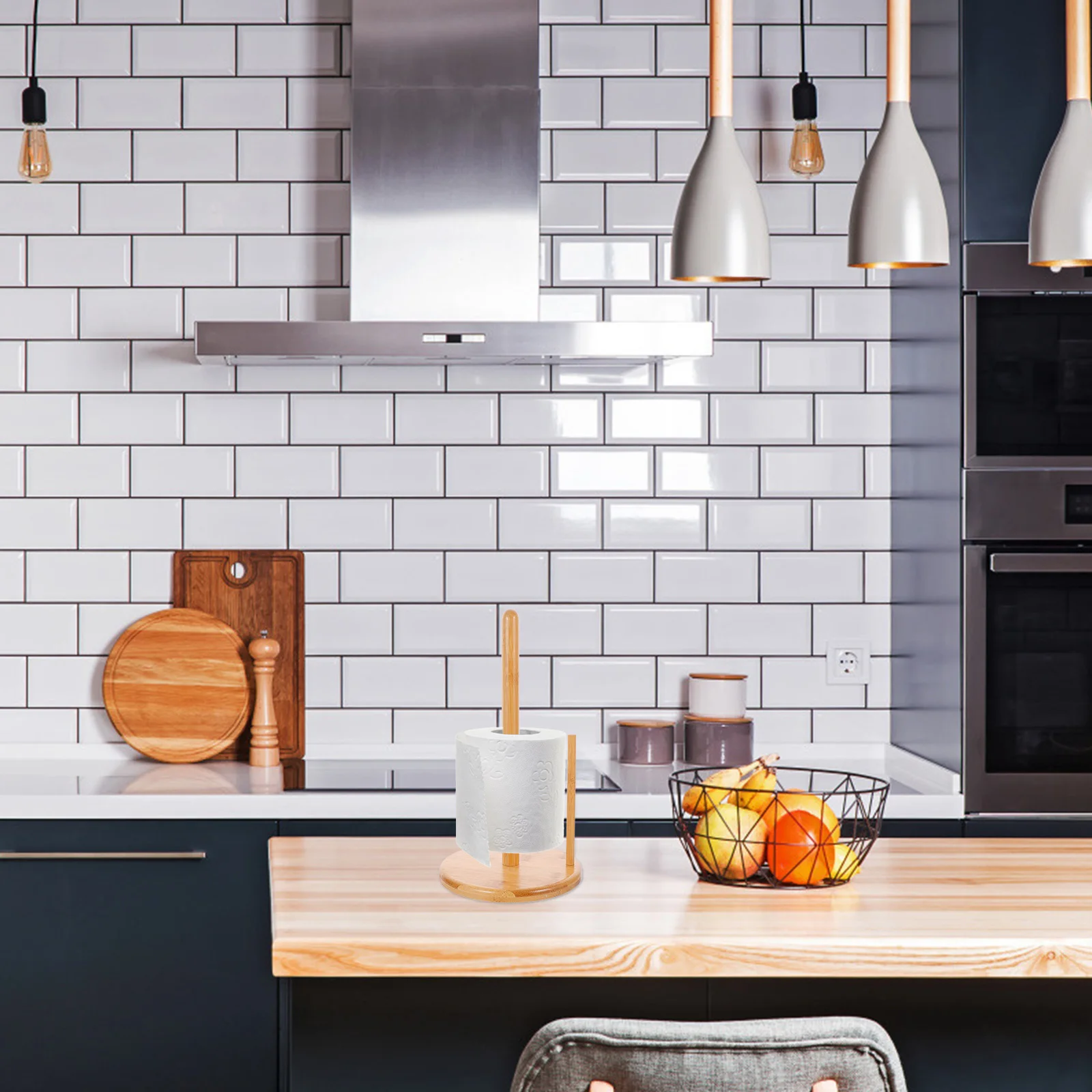 

Bamboo Toilet Roll Holder Tissue Stand Easy Clean Maintain Space Saving Design Bathroom Kitchen Organizer Tissue Holder