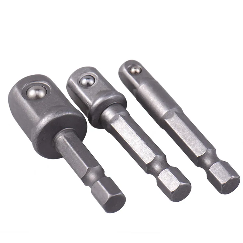 Nuovo 3 pz/set In Acciaio Al Cromo Vanadio Socket Adattatore Esagonale Gambo per 1/4 "3/8" 1/2 "di Estensione Punte da Trapano bar Hex Bit Set Utensili Elettrici