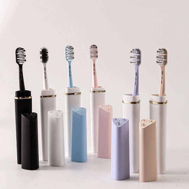 Luxury travel soft hair manual toothbrush, with toothbrush box, deep cleaning oral care, suitable for travel and family use.