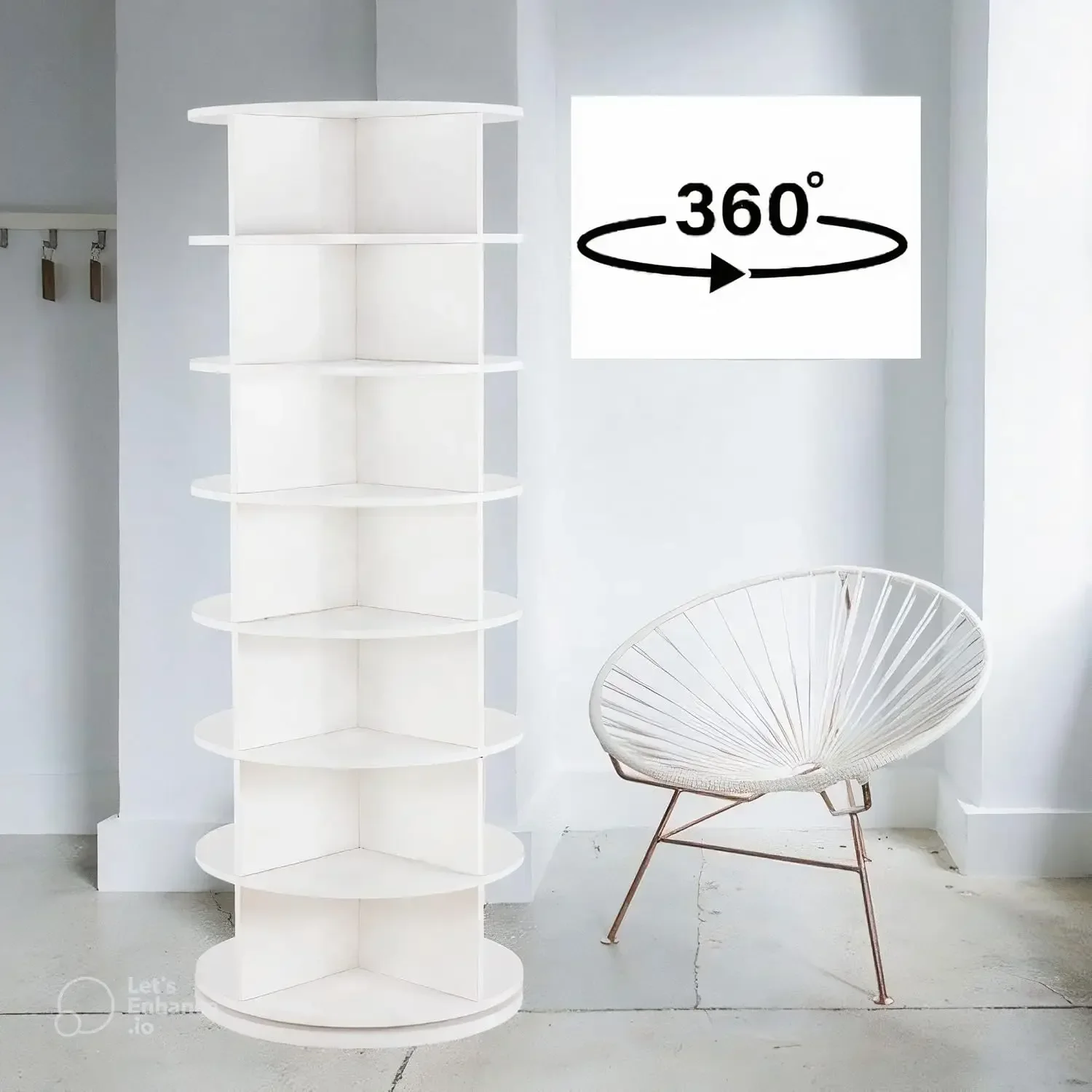 Original Rotating Shoe Rack Tower, original 7-tier hold over 35 pairs of shoes, Spinning Shoe Display Lazy Susan, Revolving 360