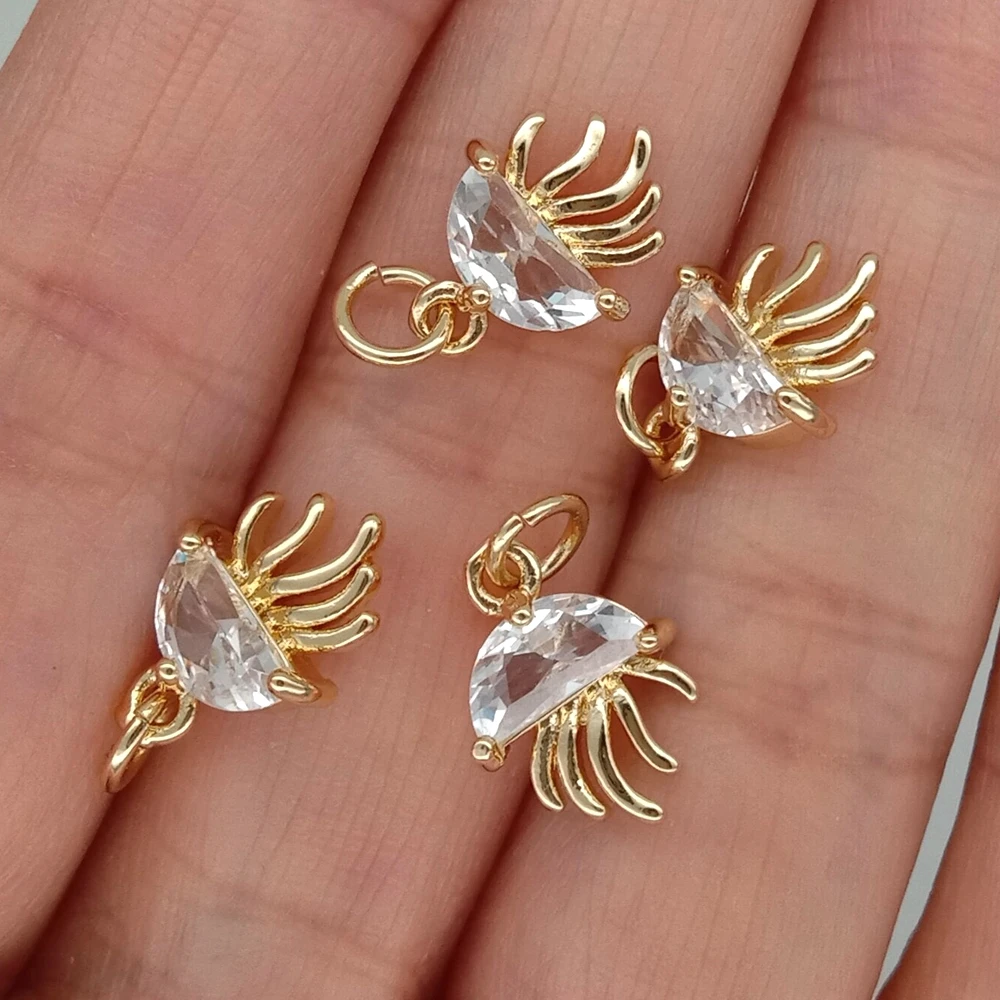20 PCS 8x15mm cz pave 18K Gold Plated  jellyfish Jewelry Finding Charm pendant Accessories