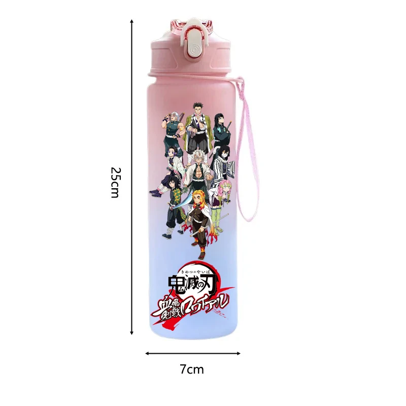 750ml Demon Slayer: Kimetsu no Yaiba Sports Water Bottle Kamado Tanjiro Nezuko Plastic Water Cup With Portable Rope Kettle Gifts view 4