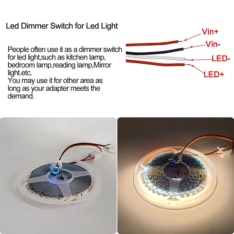 1/2 قطعة Led باهتة 12 فولت مفاتيح اللمس لشريط LED ضوء ستبليس عكس الضوء سطوع تحكم تيار مستمر 5 فولت-24 فولت ضوء باهتة التحكم