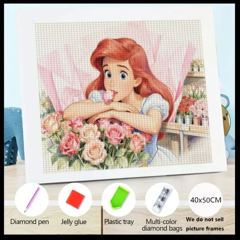 

1 шт., набор алмазной живописи «Принцесса Диснея», Ариэль, Русалочка, 5D, полный дрель, набор для алмазной живописи, сделай сам, вышивка стразами, кристалл, драгоценный камень, искусство w