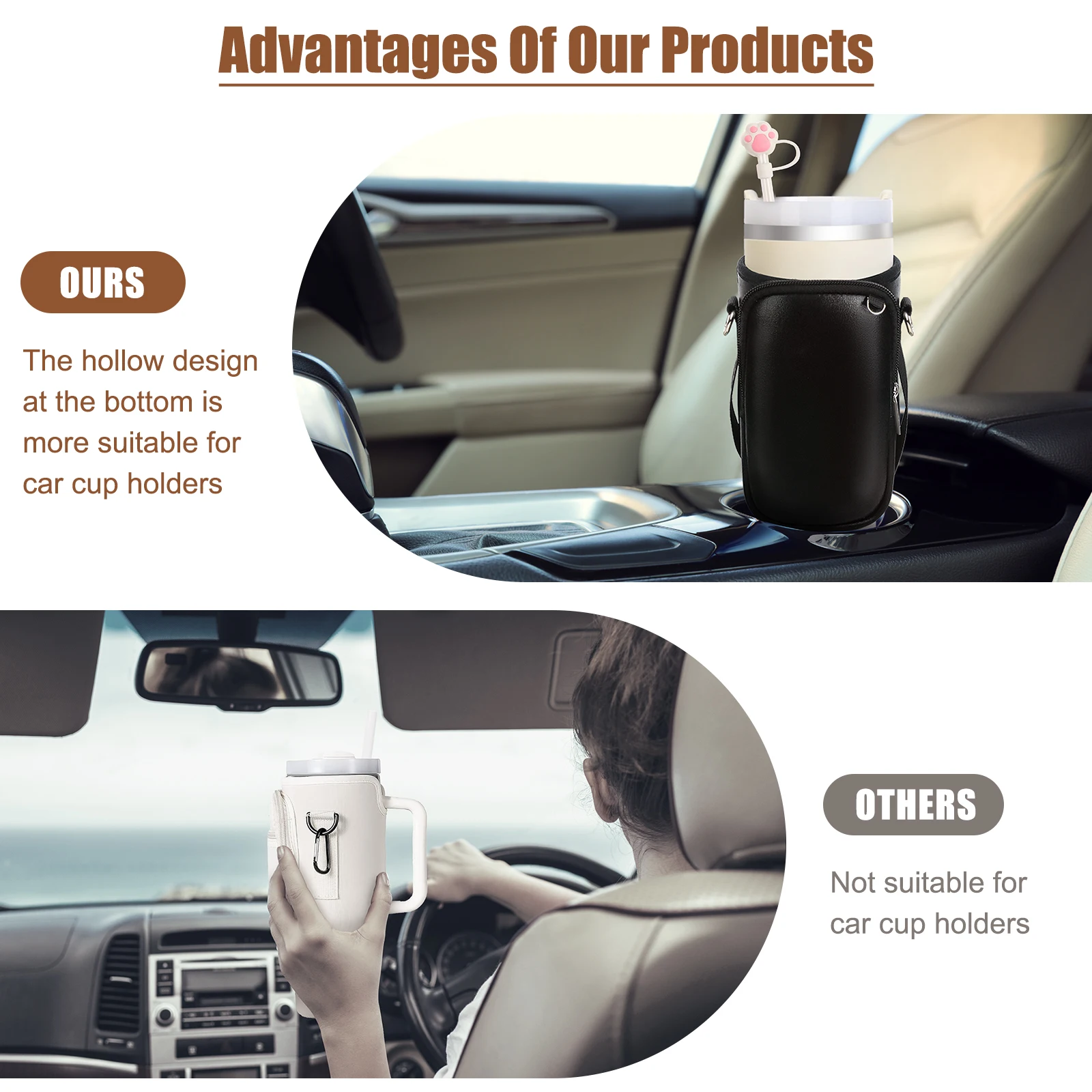 Bolsa para botella de agua al aire libre, viaje, Camping, senderismo, portabotellas con bolsa para teléfono, taza Stanley Quencher