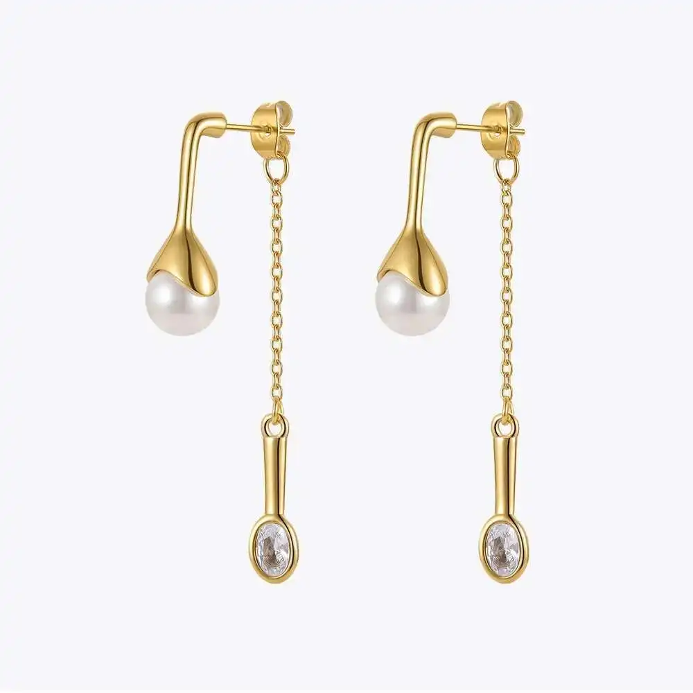 ENFASHION Special Spoon Pendant Earring Stainless Steel Gold Color Drop Earrings Pendientes Mujer Fashion Jewelry Party E221364