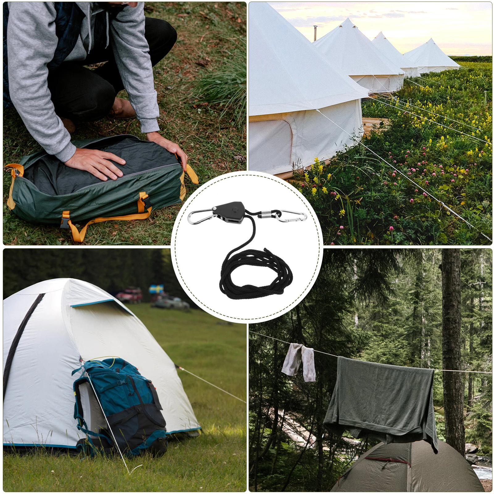 

Luggage Rope Adjustable Clip Hanger Drying Line Camping Hanging Bungee Cord Outdoor Suspension Heavy Duty Tensioner Retractable