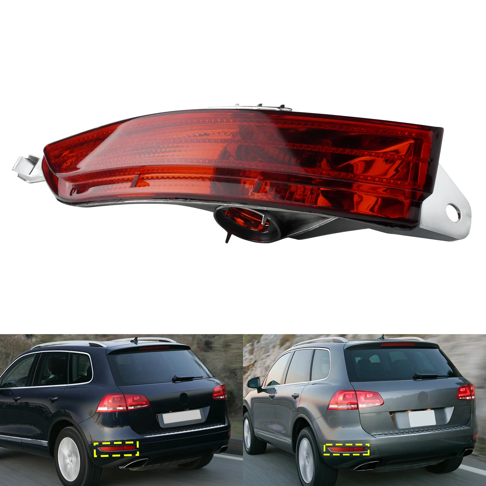 

For VW Touareg 7P Rear Bumper Reflector Fog Tail Light Red Lens Right Side 11-14