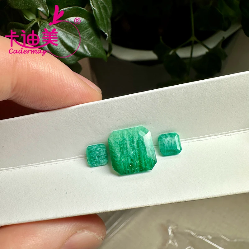 

CADERMAY Hydrothermal Lab Grown Emerald With Inclusions Gemstone Asscher Shape For Inlaid Jewelry Making