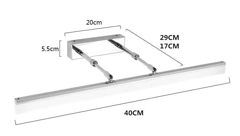 LED Mirror Light 40cm 12W AC90-240V Waterproof Modern Cosmetic Acrylic Wall Lamp For Bathroom Mirror Lamp Light sconce lamp