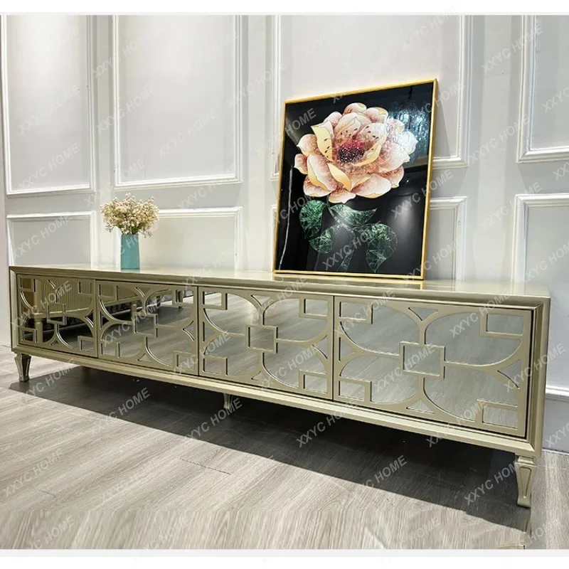 

SL light luxury TV cabinet modern small apartment simple living room solid wood cabinet