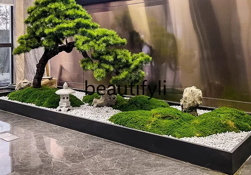 11zsimulation welcome pine false tree Luo Hansong new Chinese style indoor landscaping green plant landscape window