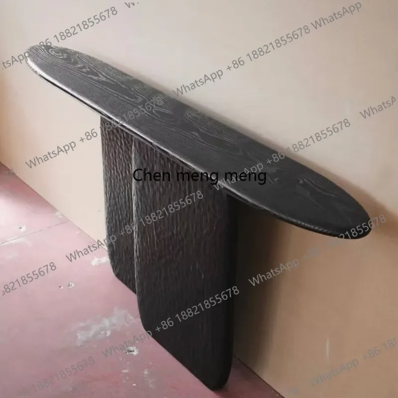 DD182  Black carved solid wood engraving platform retro, against the wall long case end view platform