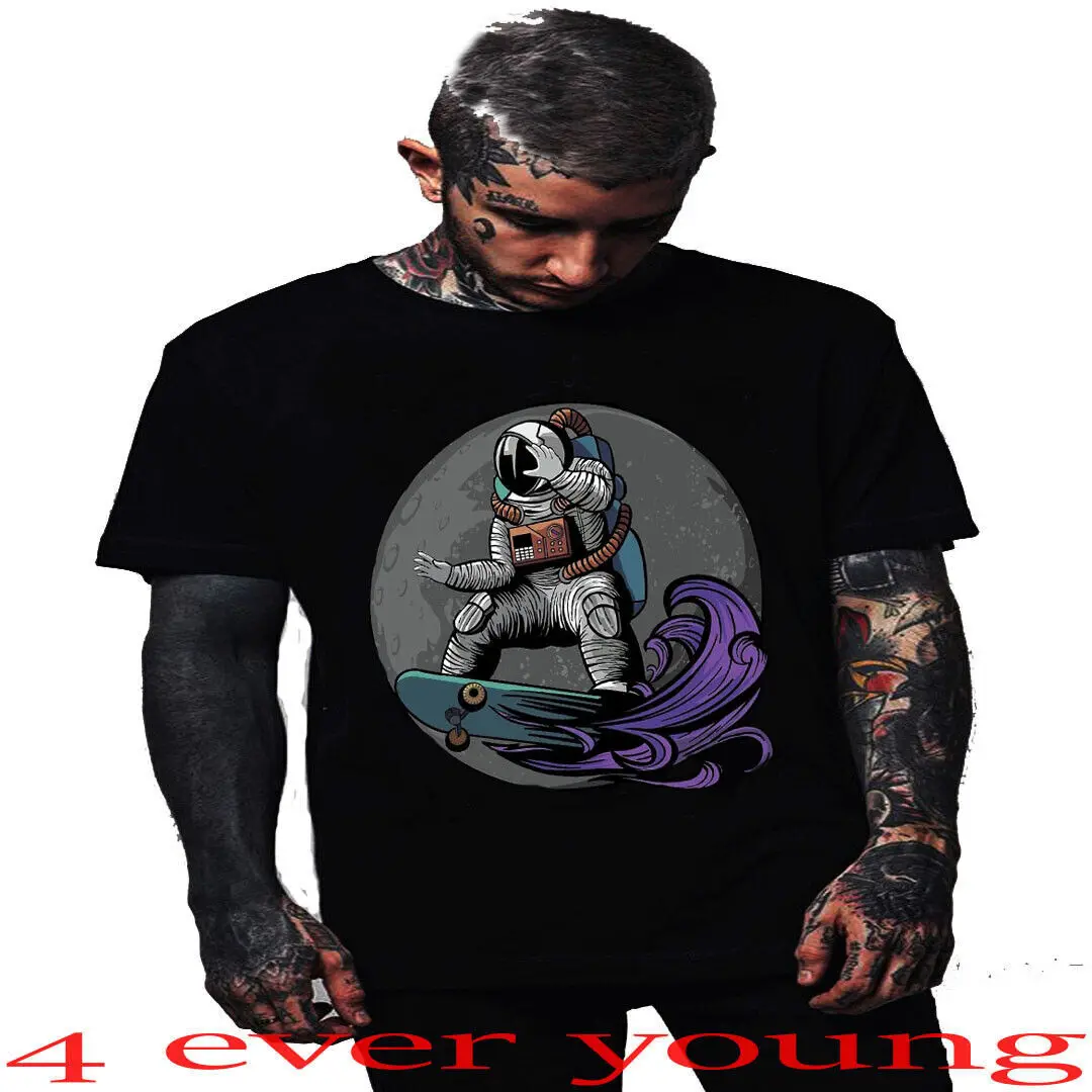 

ASTRONAUT SKATING GREY MOON T SHIRTS MEN'S SIZES PUNK ROCK /