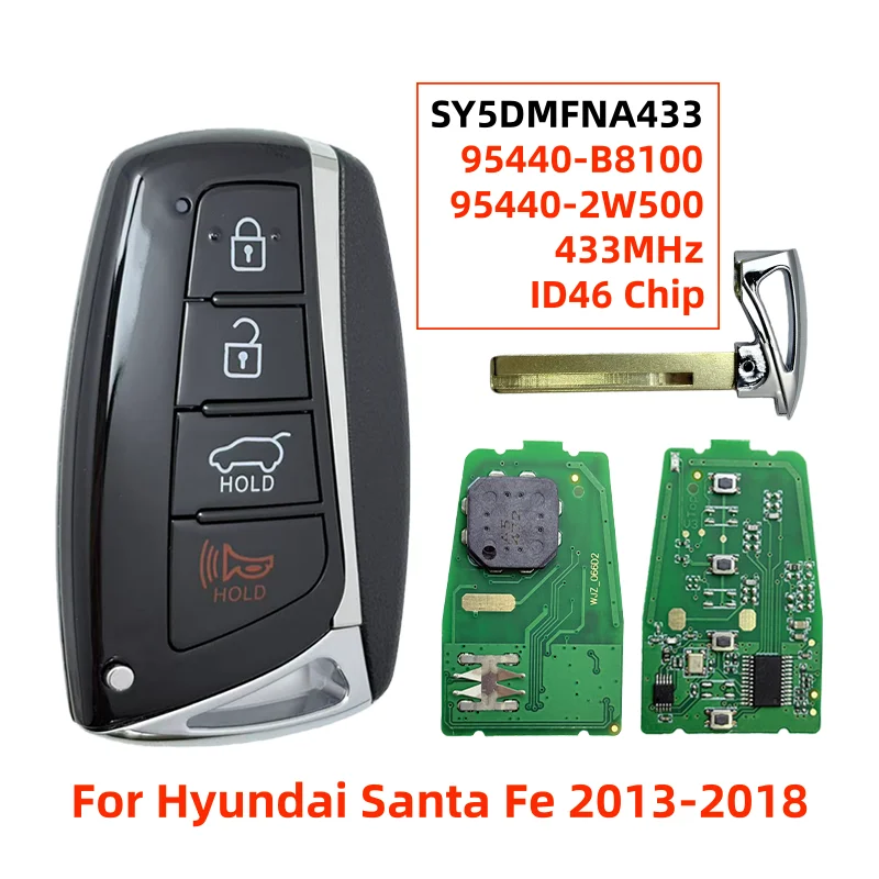 

SY5DMFNA433 95440-B8100 95440-2W500 4 Button Keyless Remote Fob 433MHz ID46 Chip For Hyundai Santa Fe 2013-2018 HY20 Blade