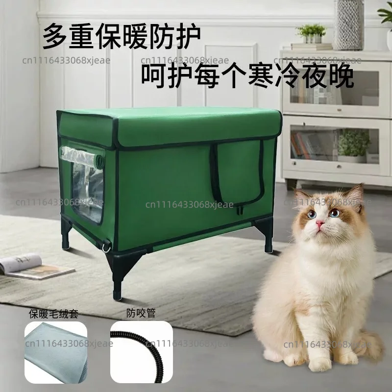 Waterproof Cat House Warm Heated Winter House Insulated Outside Foldable Cats Nest Tent Sleeping Warm Pet Room