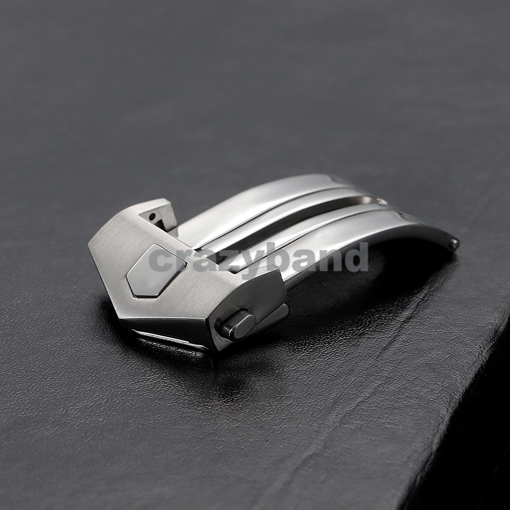 الفولاذ المقاوم للصدأ للطي مشبك ل تاغ هوير ساعة الأشرطة مشبك 18 مللي متر 20 مللي متر ل الجلود سيليكون حزام الساعات زر مزدوج المشابك