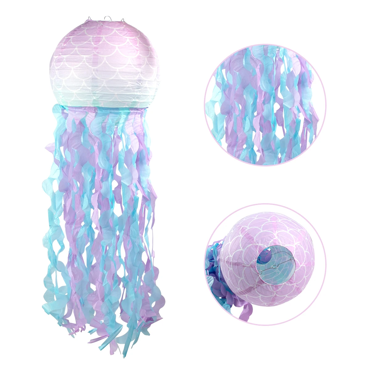 DIY Gradient Jelly Fish Paper Lanterns Hanging Little Mermaid Theme Party Under The Sea Birthday Party Decor Kids Girl Wedding