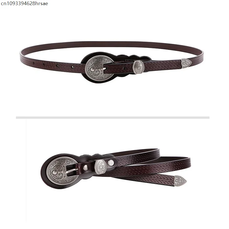 Medieval Vintage Waist Belt Thin PU Leather Belt Straps Lady Elegant All-match Knot Pin Buckle Belts Rivet Waistband Cosplay