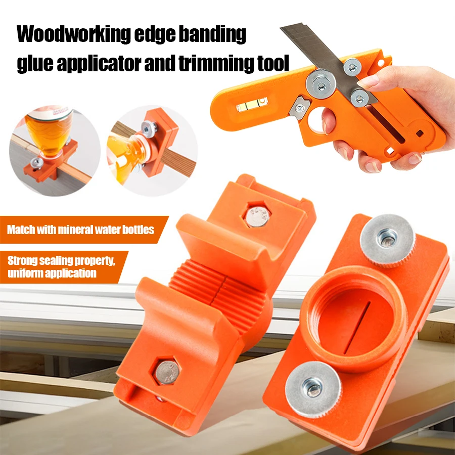 PVC Edge Band Trimming Tool Set, Hand Wood Edge Cutter With 2Pcs Adjustable Gluing Positioning Fixtures
