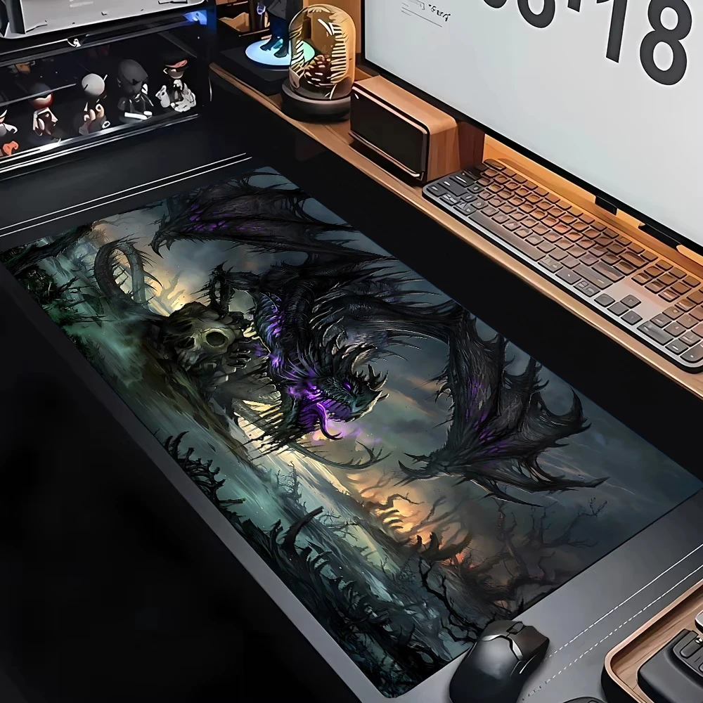 Black Dragon Mouse Pad Playmat Large Desk Mat Gaming Mats Gamer PC Accessories Keypad Expansion Pads Rubber Anti-Slip Base