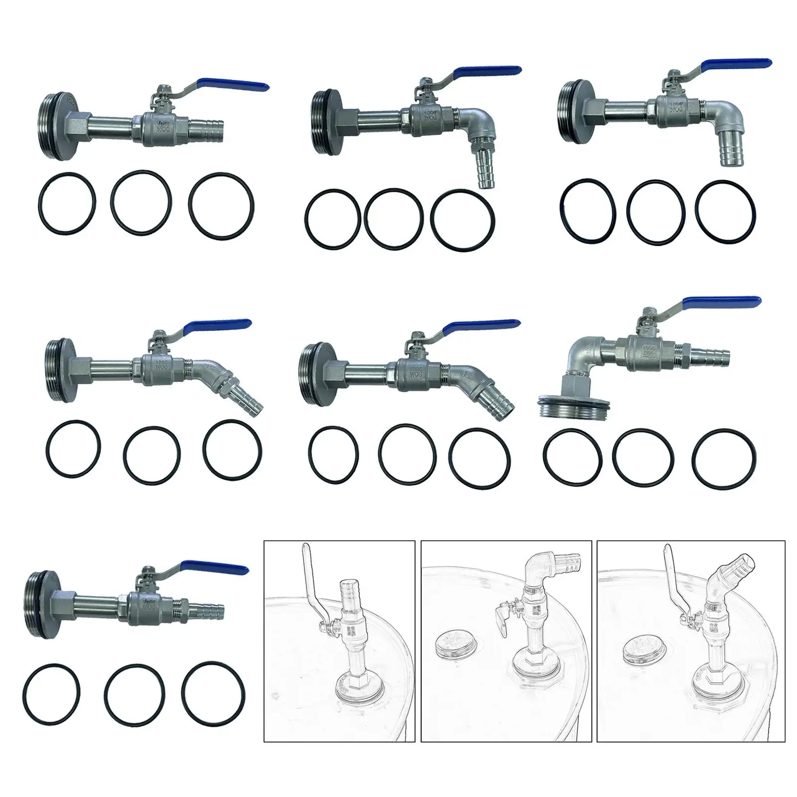 Шаровой клапан из нержавеющей стали, адаптер для крана, сантехнические фитинги для 50-галонной масляной бочки
