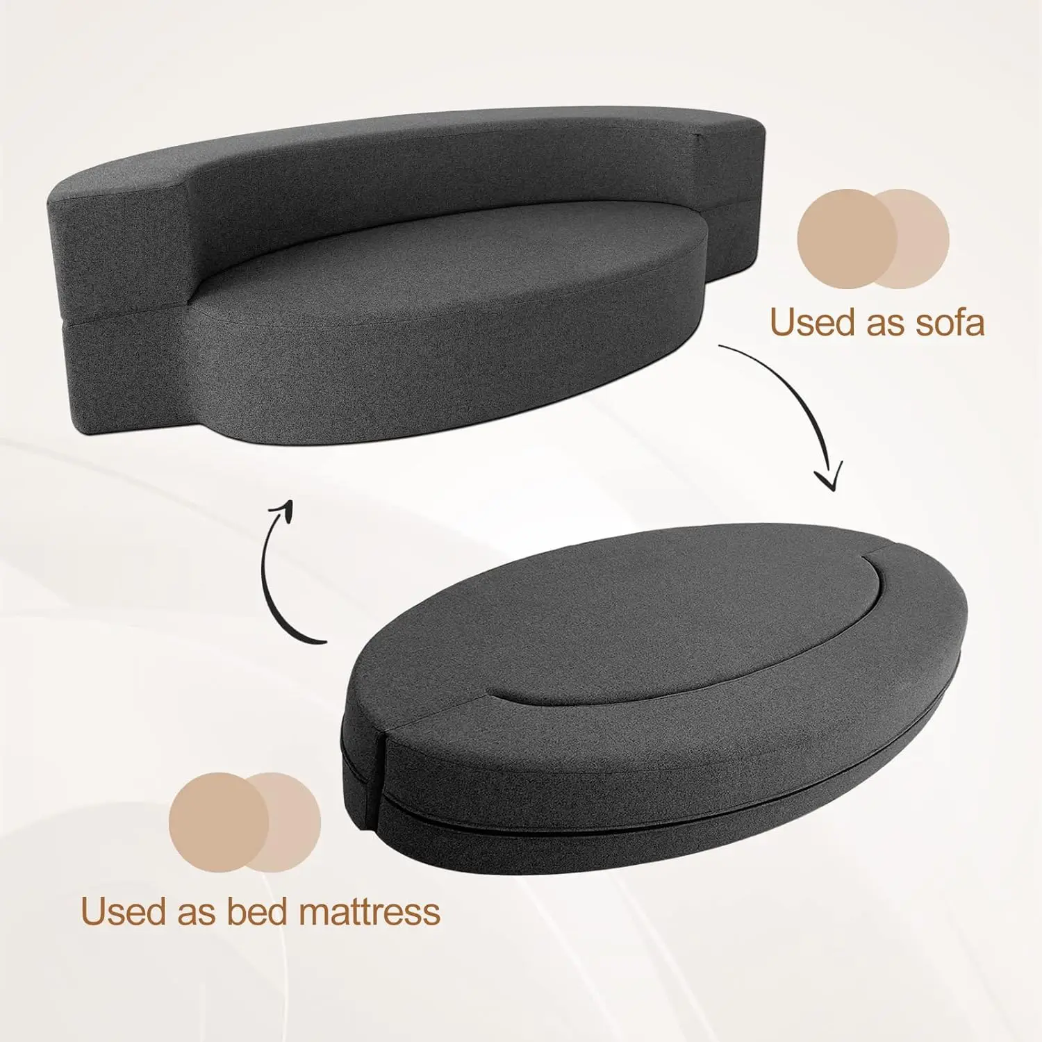 Canapé-lit pliant en mousse à mémoire de forme avec 2 oreillers, canapé-lit moderne, canapé futon pour chambre à coucher, salon, ensemble lavable pour les invités