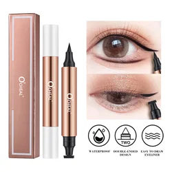 Delineador de ojos OCHEAL para mujer, lápiz delineador líquido negro, resistente al agua, secado rápido, doble cabeza, maquillaje, herramienta cosmética