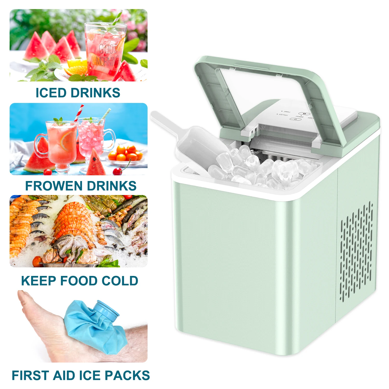 27Lbs Ice Maker 2 Size Ice Cube Portable Countertop Automatic Electric Ice Cube Making Machine Self- Cleaning Function