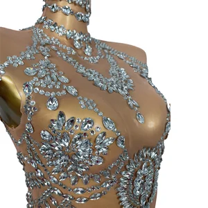 Sexy helle Bühne Strass Stras 6 Hauptverkäufe Drag Queen Clothing - №5