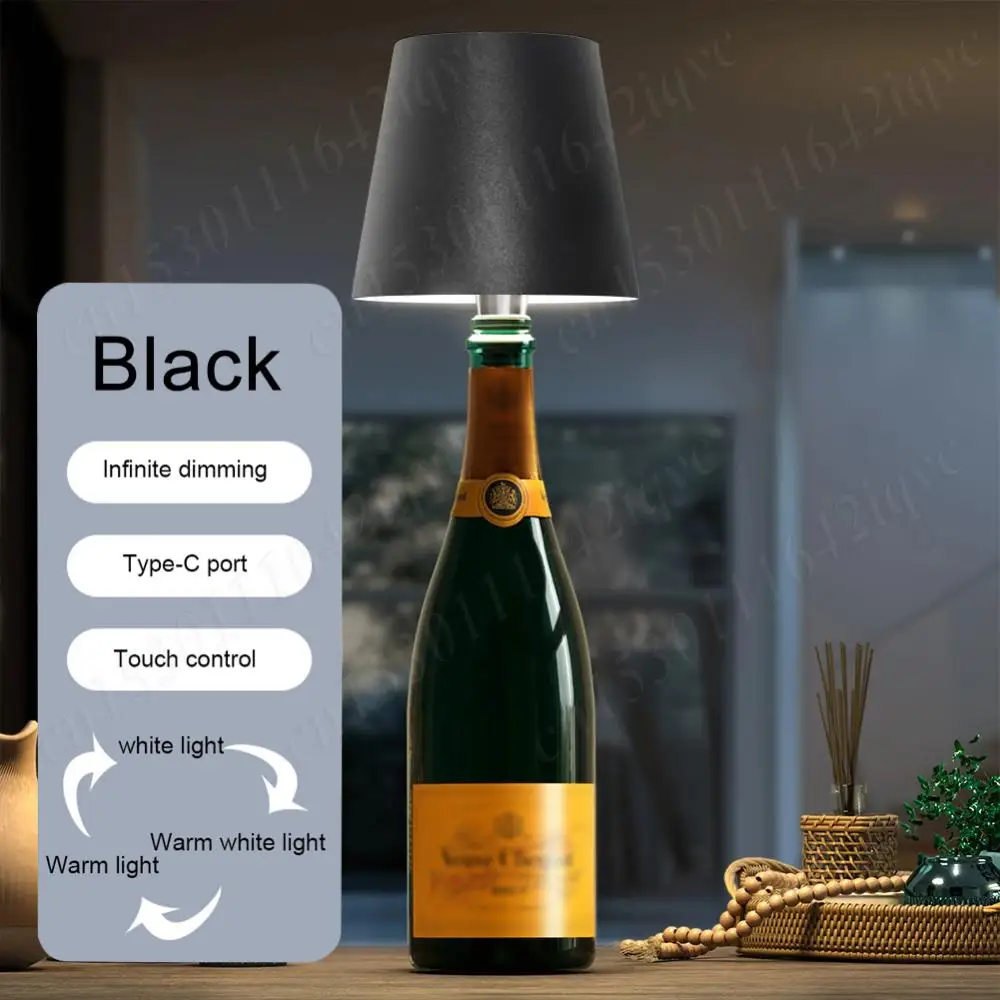 2Pcs Wireless Bottle Lamp Touch Table Lamp Dimmable LED Wine Bottle Lamp 2000mAh USB Rechargeable Table Light Portable Desk Lamp