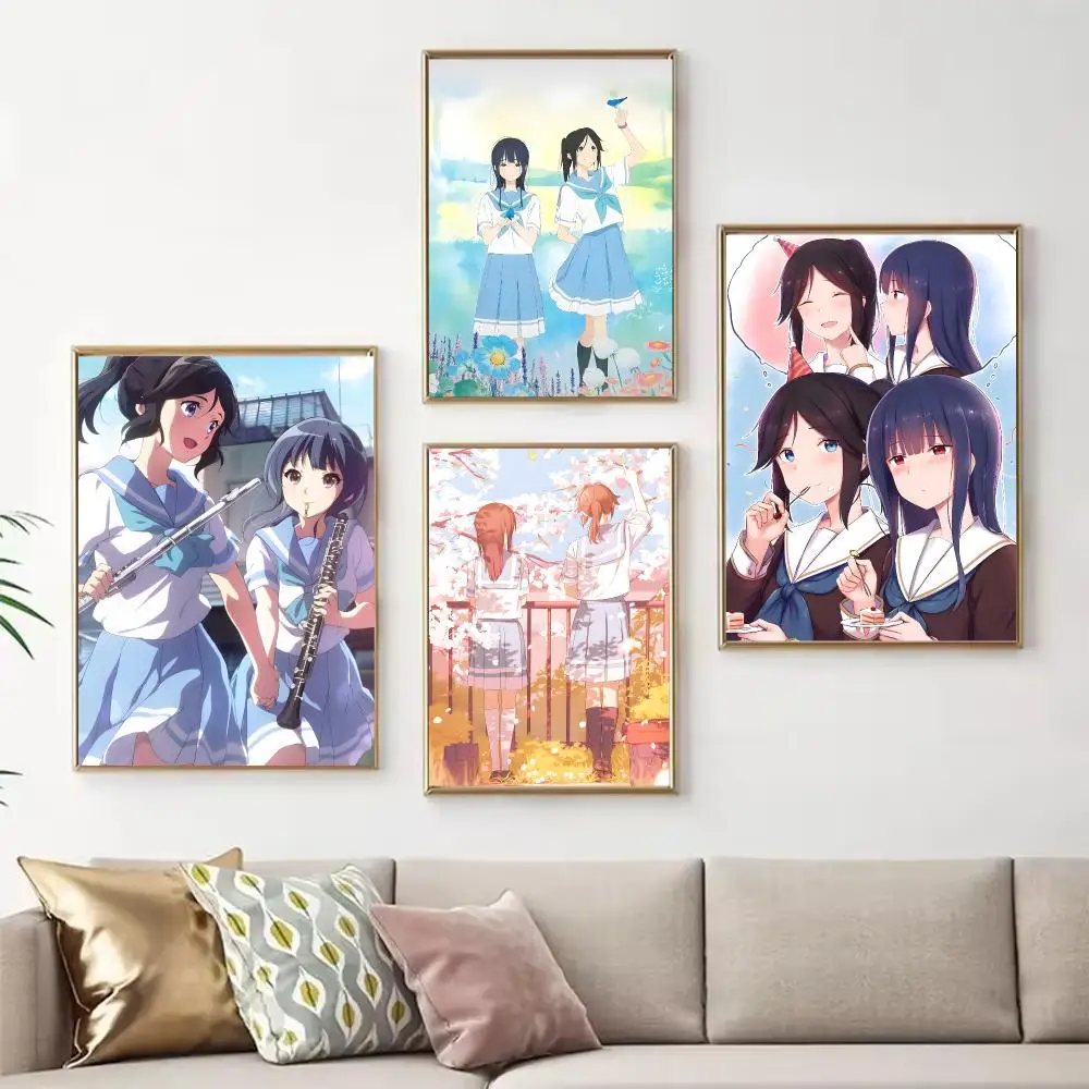 Refined Anime Liz and the Blue Bird Poster Chic Art Poster Self-Adhesive No Glue Residue for Bedroom Hallway
