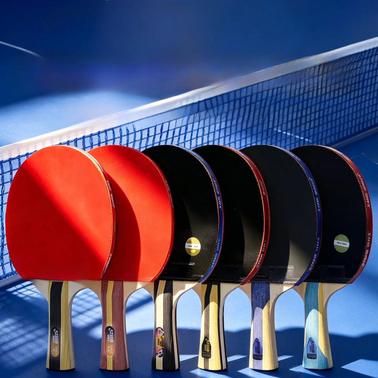 red-double-happiness-123456-star-pong-racket-long-handle-horizontal-short-straight-for-primary-and-secondary-school-stud