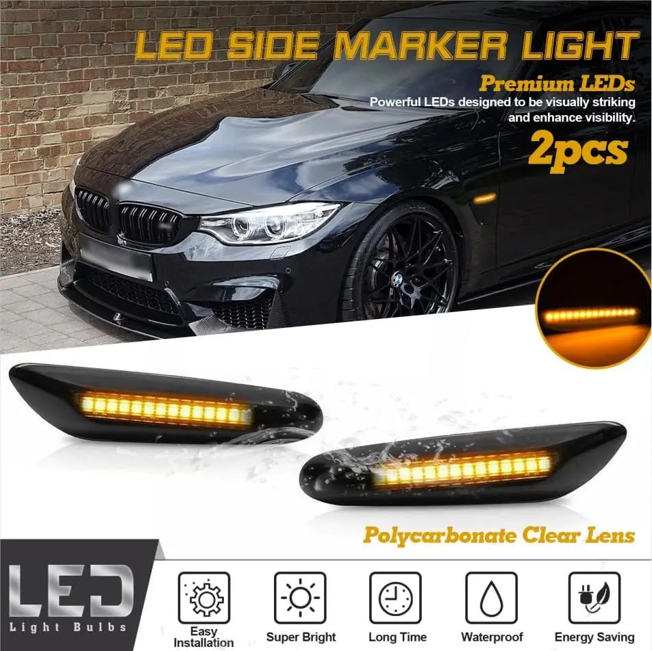 Sequential Dynamic LED Fender Side Marker Light Turn Signal For BMW E81 E87 E90 E46 E60 X3 E83 Not M3 1M