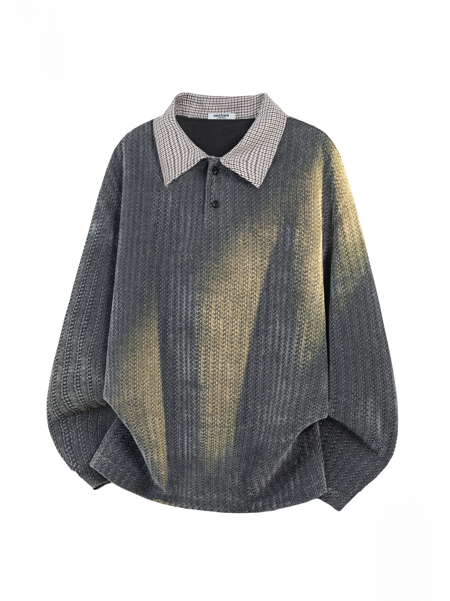 

Мужская свободная повседневная рубашка PaulFrank, новинка весенней коллекции, с длинным рукавом, отложным воротником и узором в виде косточек, с дизайнерскими вставками.