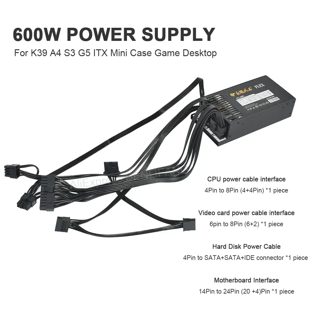 Imagem -06 - Full Modular 1u Mini Flex para Game Desktop pc Fonte de Alimentação Atx Psu 400w 600w 110264v K39 a4 s3 g5 Itx Enp7660b